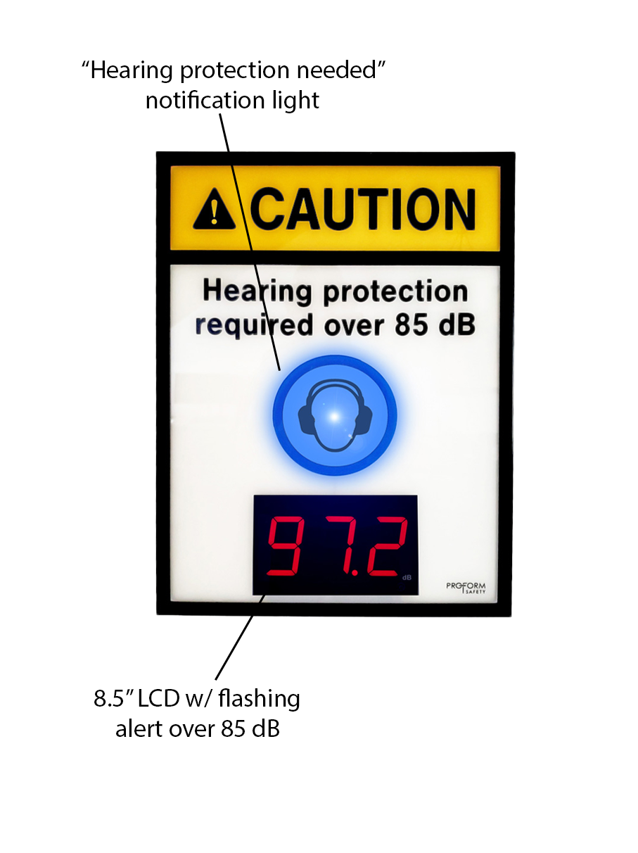 Noise Level Meter - 85 db Hearing Protection Required Sign