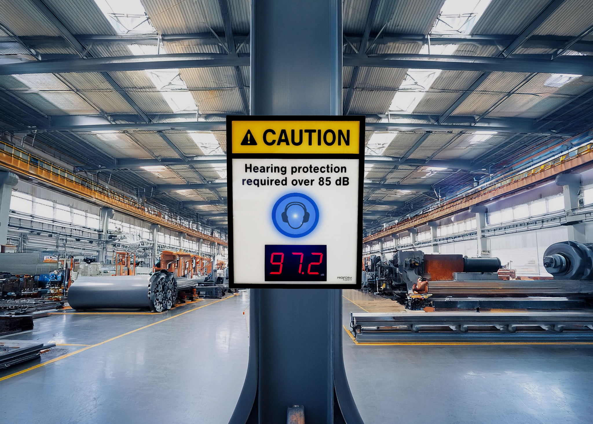 Noise Level Meter - 85 db Hearing Protection Required Sign