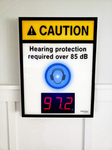 Hearing Protection Noise Level Indicator Sign with Decibel Meter and Alert Signal